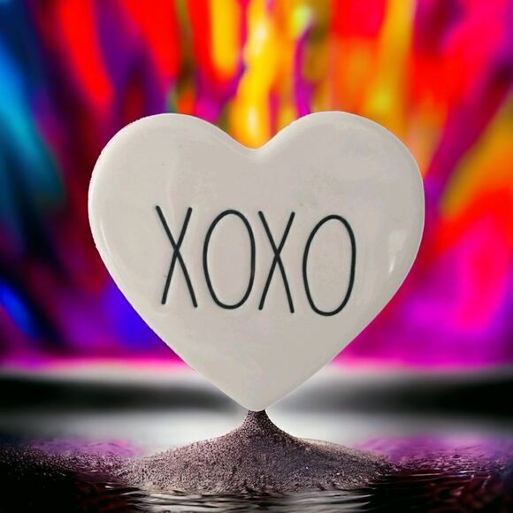 RAE DUNN Heart Coaster Single One Ceramic Pottery XOXO Black LETTERS Kiss Hug - Picture 13 of 13